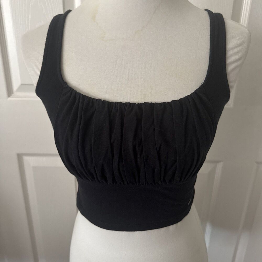 Hollister‎ Milkmaid Crop Top Small Black Y2K Coquette Halloween Goth Whimsigoth